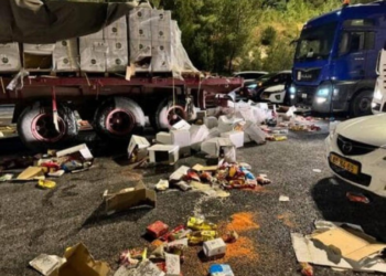 ברקע המבצע ברפיח – מפגינים פירקו ארגזי סיוע לעזה ופוצצו גלגלים של משאיות סיוע